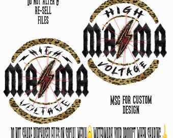 Mama png files, high voltage leopard clipart, digital sublimation designs download, rock n roll
