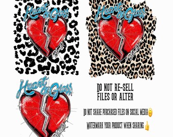 Leopard heart pop music clipart, digital png files for sublimation designs download