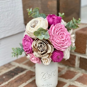 Perfect Pink Flowers-Sola Wood Flowers, Spring Flowers, Mother's Day Flowers, Farmhouse Decor, Get Well Flowers, Rustic Flowers, Mason Jar