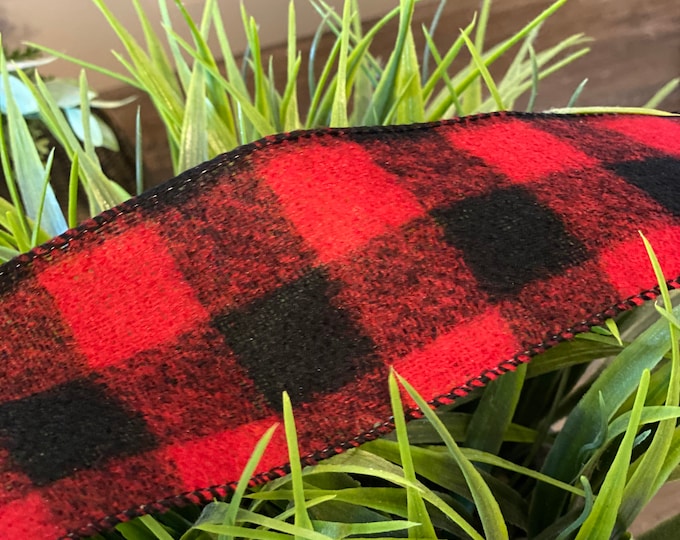 Red and Black Buffalo Plaid Ribbon