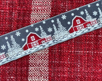 Red Barn Christmas Ribbon