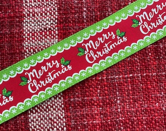 Merry Christmas Ribbon - Make your own bow, Christmas Ribbon 10 yards