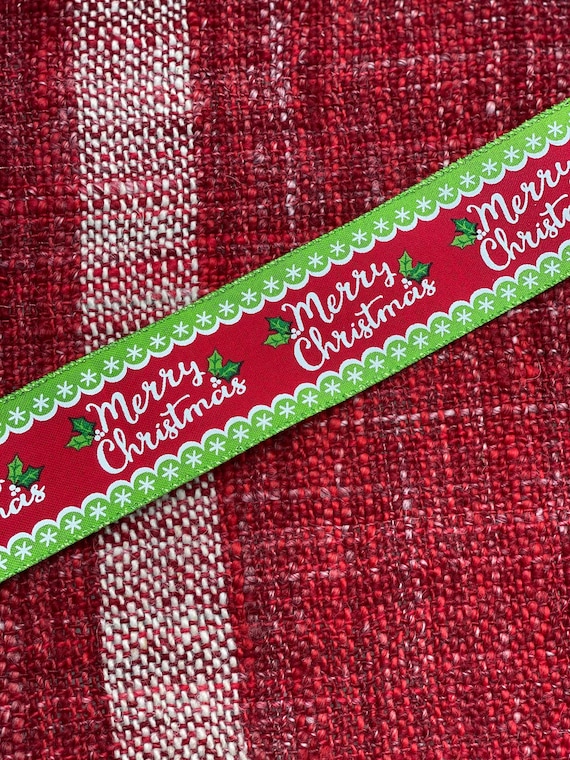 Merry Christmas Ribbon - Make your own bow, Christmas Ribbon 10 yards