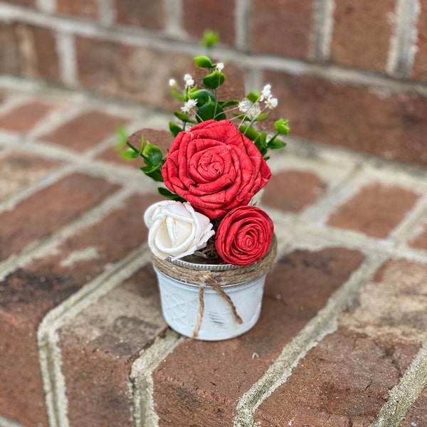 Red Wood Flowers - Tiny -Valentine Flowers, Red Sola Wood, Sola Wood, Rustic Flower Arrangements, Farmhouse Flower, Mason Jar Flowers