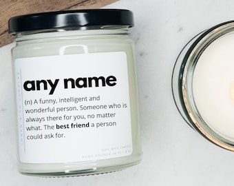 Personalized Best Friend Candle, Best Friend Definition, Soy Candle, Custom Best Friend Gift, Best Friend Birthday Gift, Friendship Gift