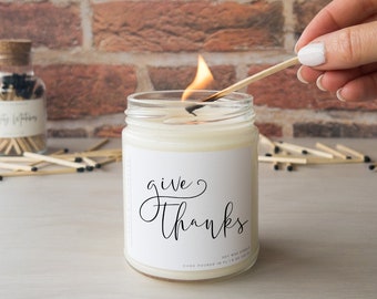 Give Thanks, Soy Candle, Fall Candle, Thanksgiving Candle, Fall Decor, Fall Scented Candle, Pumpkin Scented Candle, Gift for Hostess