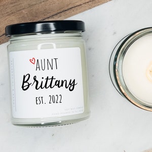 Aunt Pregnancy Announcement, Soy Candle, New Aunt Gift, Future Aunt Gift, New Baby Announcement, Personalized Candle, Best Aunt Gift