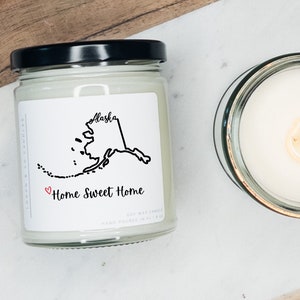 Alaska Soy Candle, Homesick Gift, Housewarming Gift, New Home, Relocating Gift, College Student Gift, State Candle, Moving Away Gift