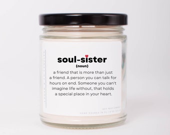 Soul Sister Gift, Soy Candle, Soul Sister Definition Candle, Birthday Gift for Best Friend, Christmas Gift for Best Friend, Cute Gift