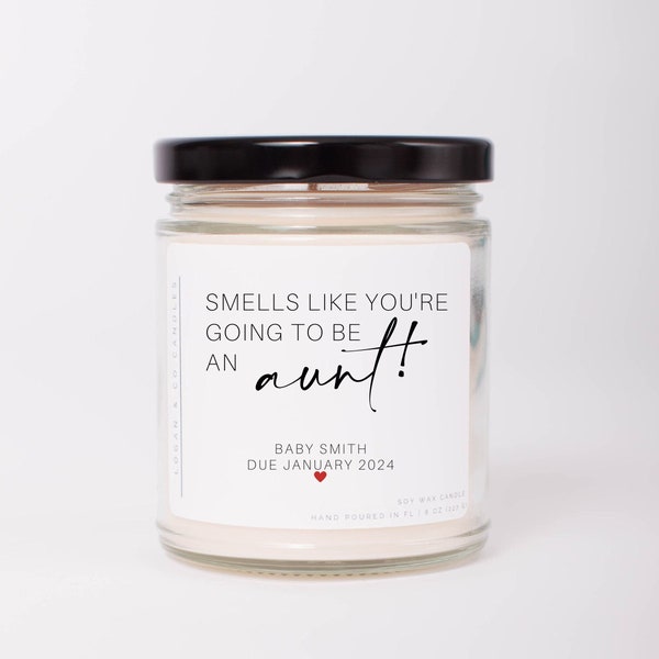 Aunt Pregnancy Announcement, Soy Candle, You're going to be an Aunt, Auntie Pregnancy Announcement, Baby Reveal for Sister, Aunt to be