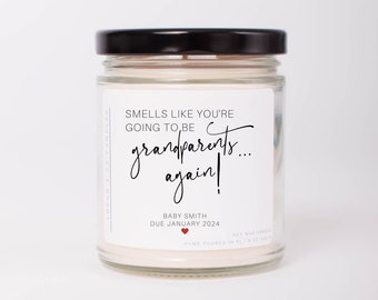 Grandparent Pregnancy Announcement, Soy Candle, You're going to be Grandparents again, Second Pregnancy Announcement, Baby Announcement