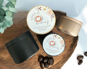 Love is Brewing Candle Favors: Floral Coffee Themed Bridal Shower Gift