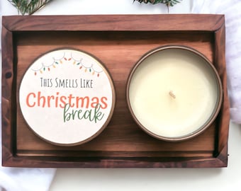 Set of 5 Tins, Gift for Teacher, Teacher Gift Basket, Smells like Christmas Break, Thank you gift Teacher,  Christmas Gift for Teacher,