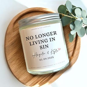 Funny Wedding Gift Soy Candle:  No Longer Living In Sin Personalized Wedding Candle