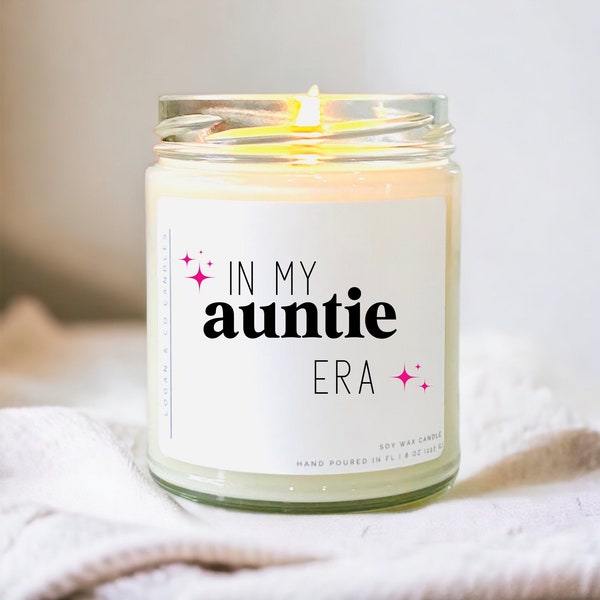 In my auntie era, Soy Candle, Gift for new aunt, Baby Announcement, Friend Pregnancy Announcement, Aunt to be, Candle for aunt, gift for her