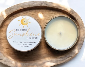 Personalized Soy Candle Baby Shower Favors: Little Ray of Sunshine, Set of 10