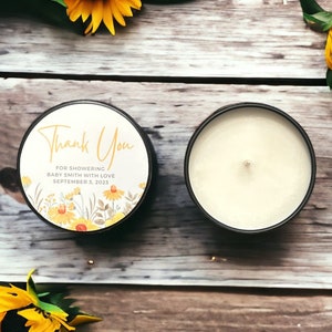 Baby Shower Favors, WildFlower Themed Baby Shower Favors, Sunflower Themed, Set of 10 Tins, Personalized Baby Shower Gifts, Party Favors