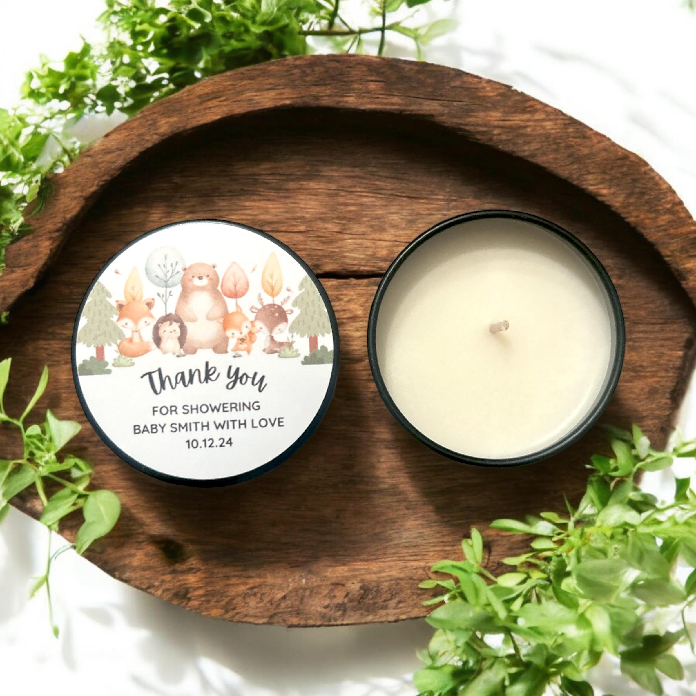 Woodland Baby Shower Favors: Personalized Soy Candle Tins, Set of 10 - Etsy