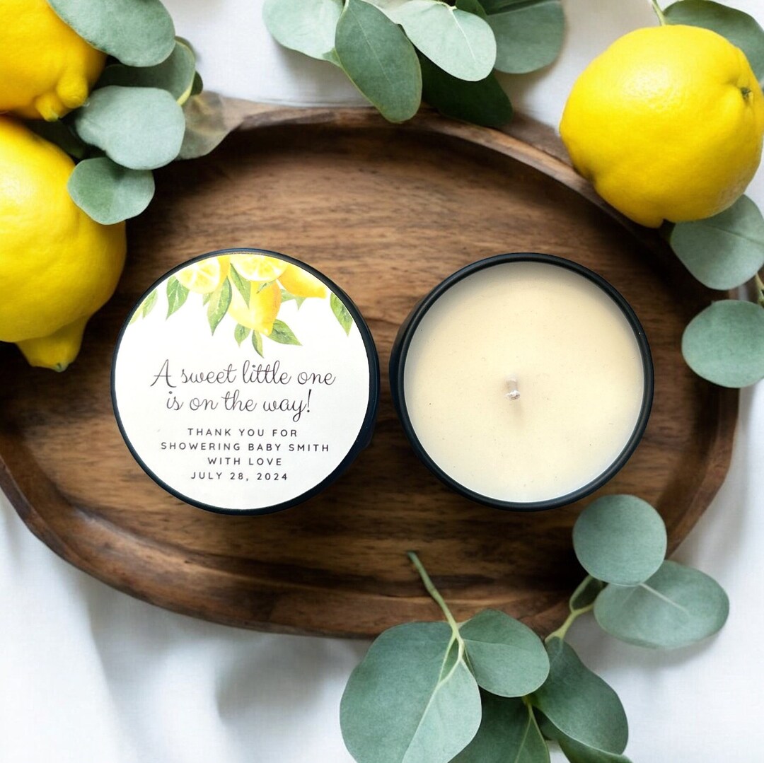 Lemon Baby Shower Favors: Personalized Soy Candle Tins, Set of 10 - Etsy