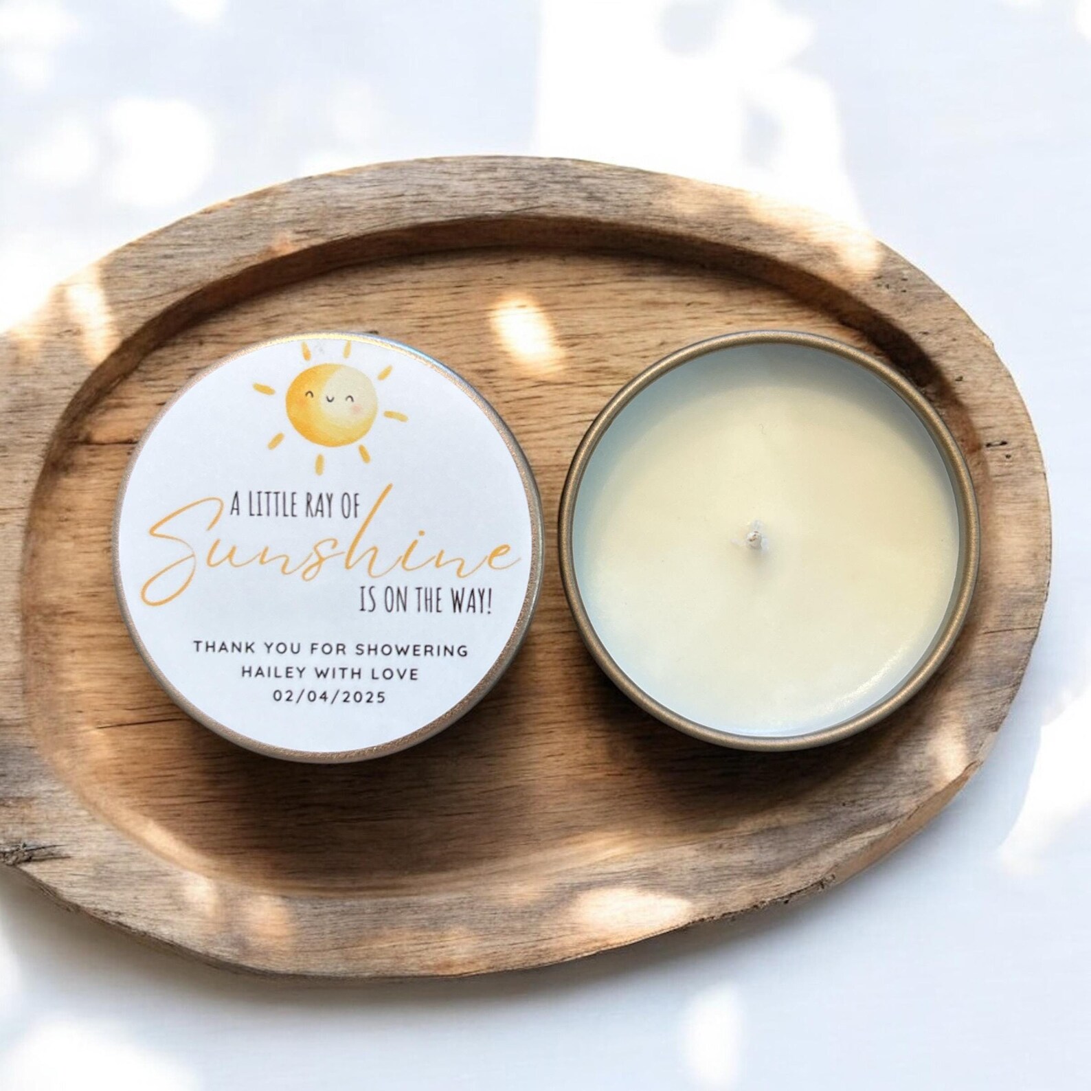 Personalized Soy Candle Baby Shower Favors: Little Ray of Sunshine, Set ...