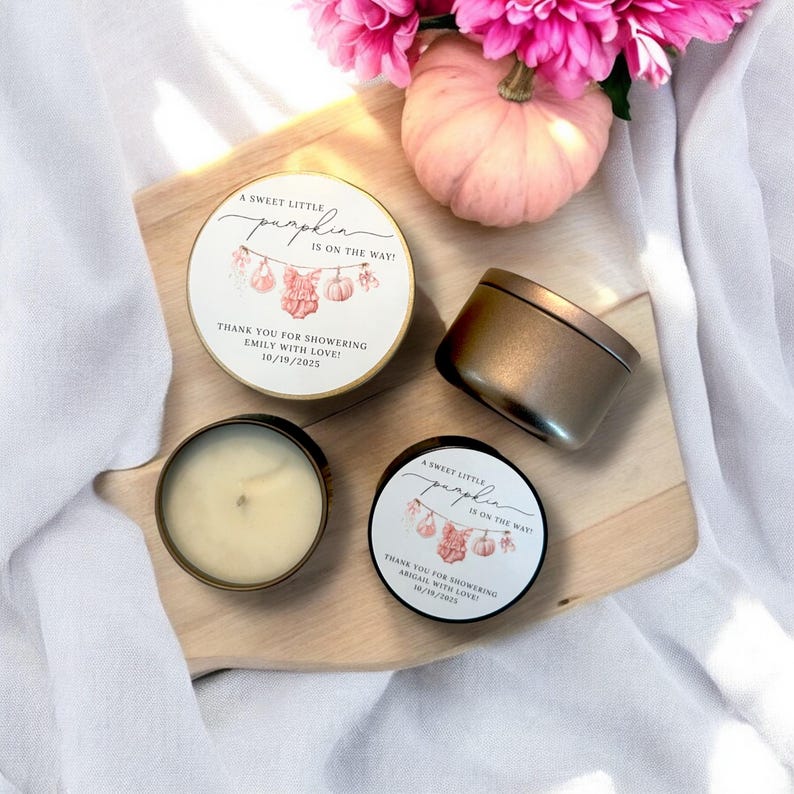Personalized Baby Girl Shower Favors: Sweet Little Pumpkin Soy Candle ...
