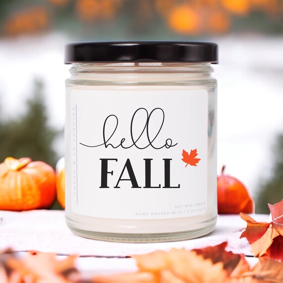 Hello Fall, Soy Candle, Fall Candle, Fall Decorations, Fall Candle