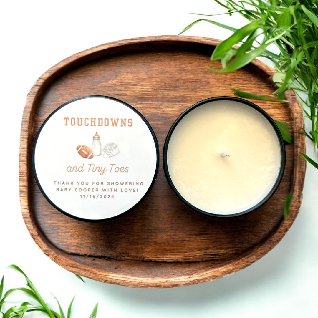 Football Baby Shower Favors: Personalized Soy Candle Tins, Set of 10 - Etsy
