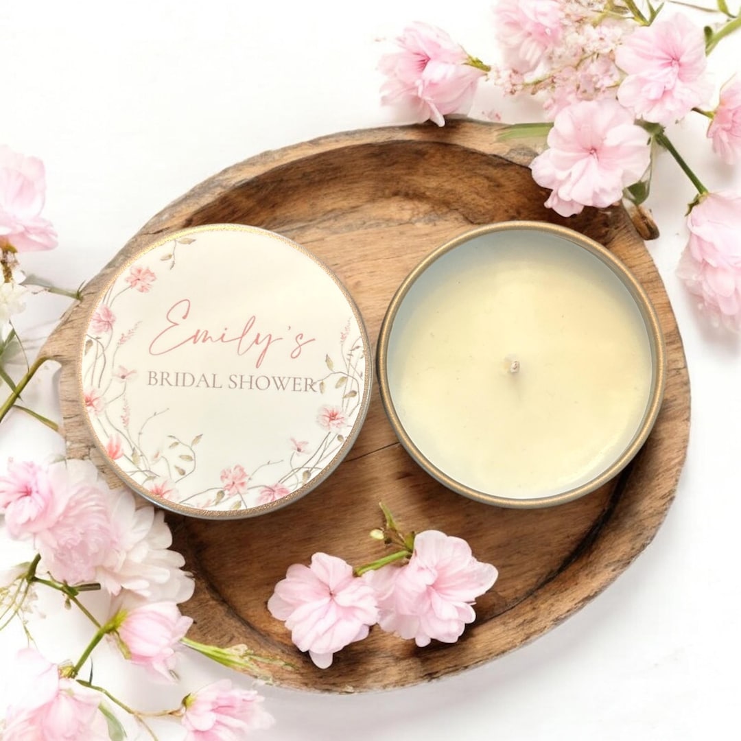 Floral Bridal Shower Favors: Personalized Soy Candle Tins (set of 10 ...