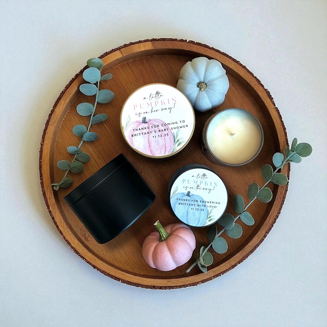 Personalized Pumpkin Baby Shower Favors: Hand-poured Soy Candle Tins ...