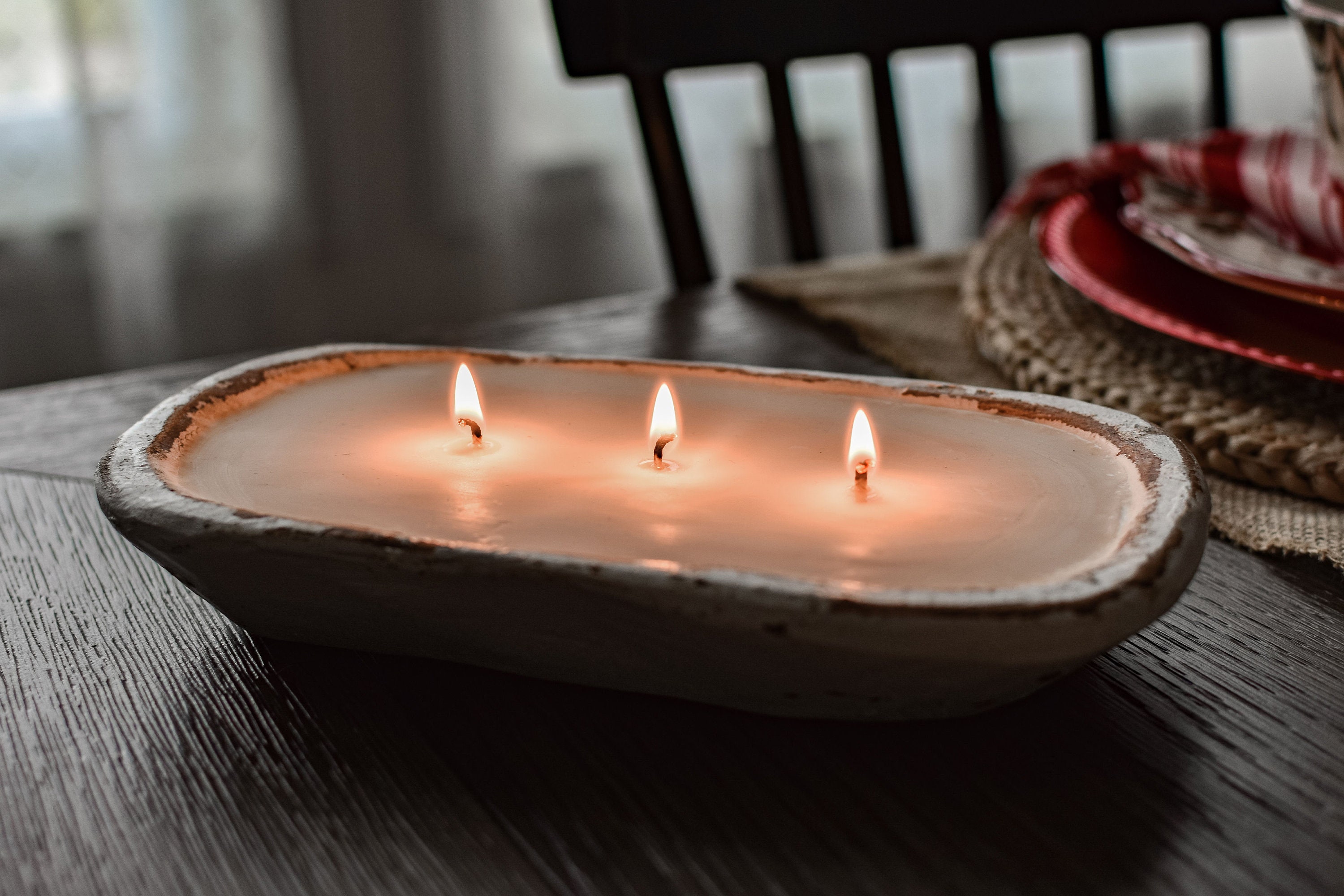 Gift Wrapped Dough Bowl Soy Candle Mini Dough Bowl Rustic Etsy France