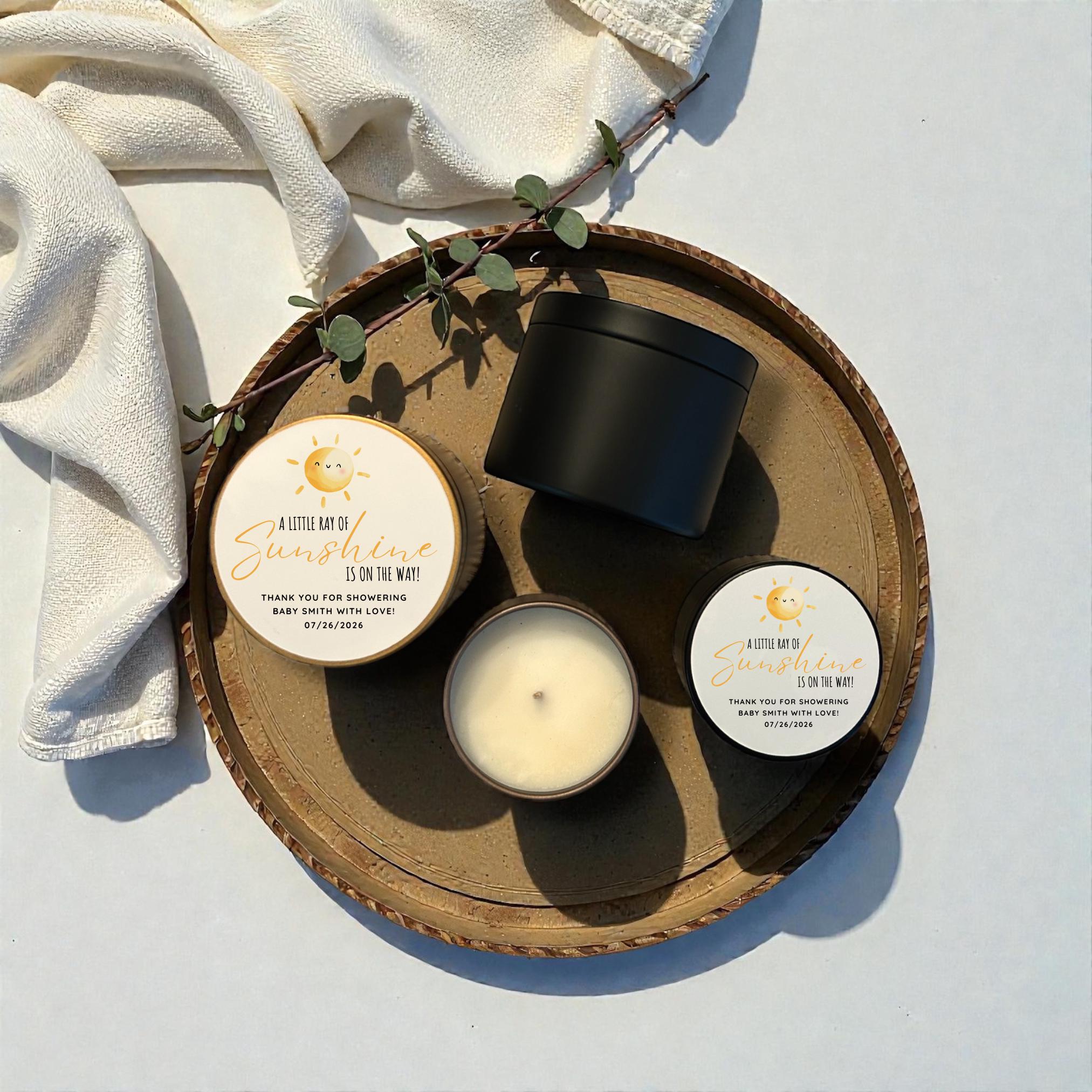Personalized Soy Candle Baby Shower Favors: Little Ray of Sunshine, Set ...