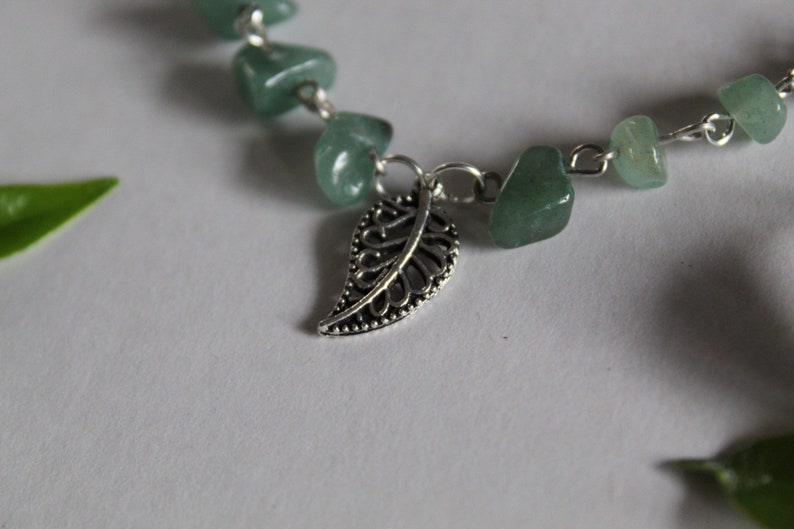 Aventurine crystal leaf necklace