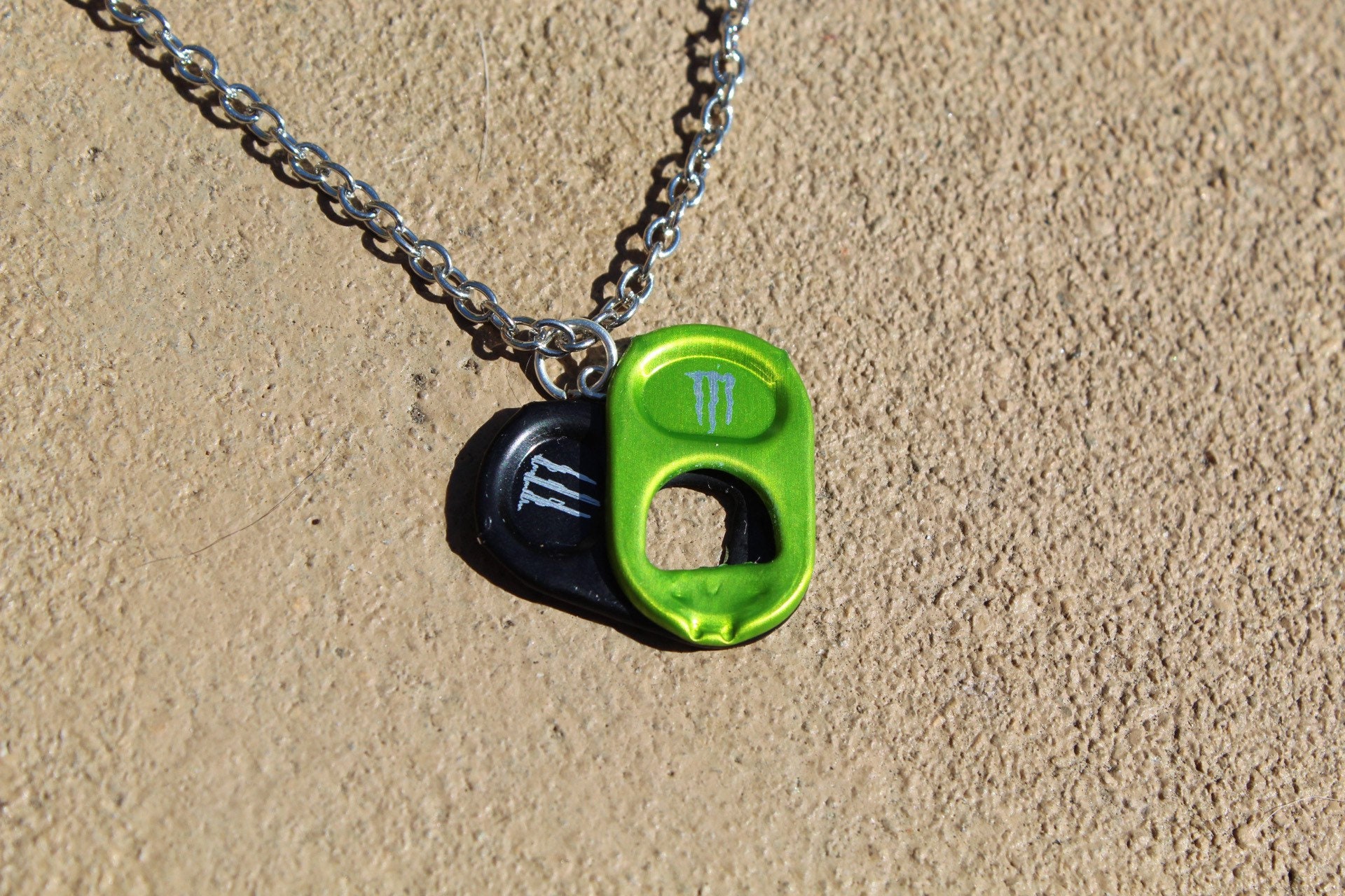 Monster tab heart necklace Etsy