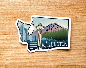 3" Washington Vinyl Sticker | State Stickers | Waterproof Weatherproof Decal | Outdoor Sticker | Water Bottle Sticker | Bumper Sticker