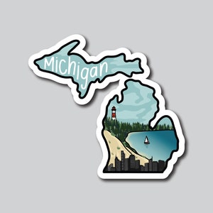 3" Michigan Vinyl Sticker | State Stickers | Waterproof Weatherproof Decal | Outdoor Sticker | Water Bottle Sticker | Bumper Sticker