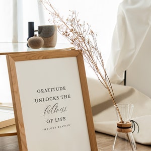 Gratitude Unlocks the Fullness of Life Print | Melody Beattie Quote | 8x10, 11x14, 16x20 | Fall & Thanksgiving | Inspirational Wall Art