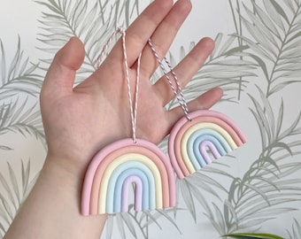 MADE TO ORDER polymer clay rainbow mini wall hanging / home decoration / nursery decor / pastel rainbow / pastel baby room / rainbow baby