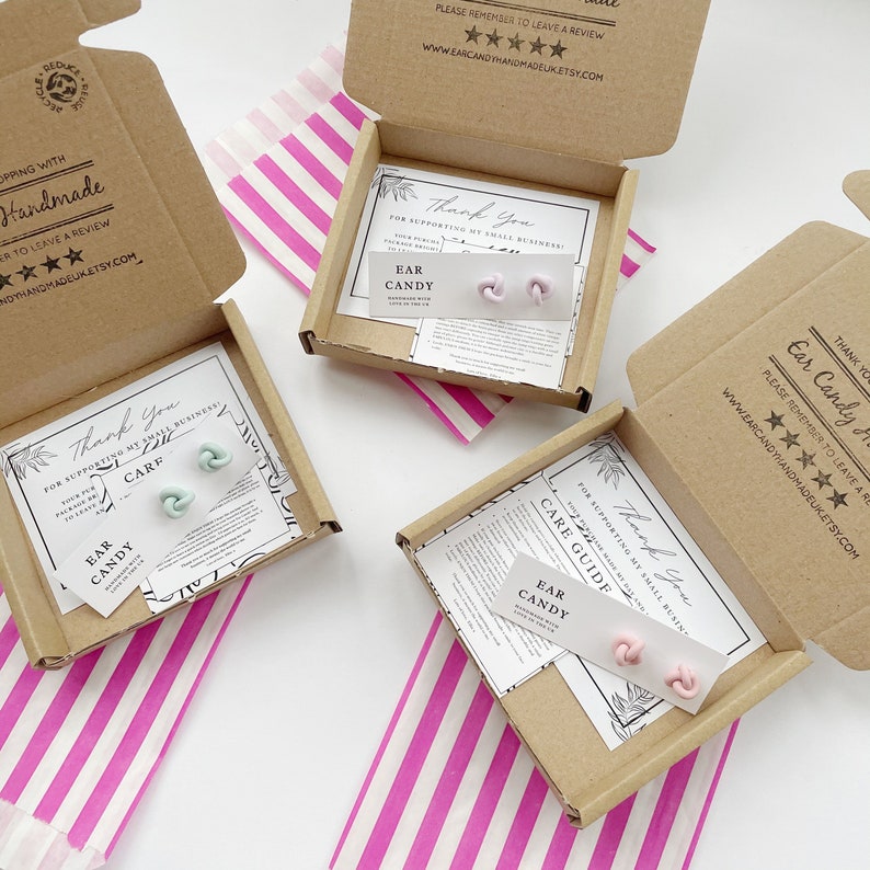 Polymer Clay Earrings / Knot Studs / Pastel Colour / Statement Etsy UK