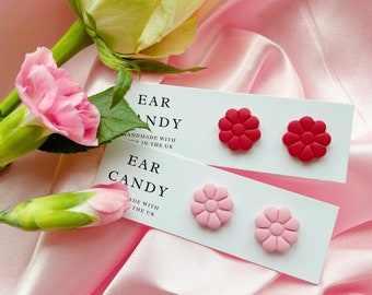 Polymer clay / rose studs / stud earrings / Valentine’s Day jewellery / gift for girlfriend / gift for partner / wife / gift for her / love