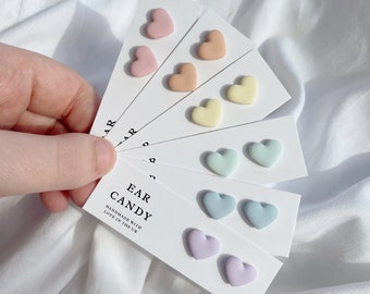 MADE TO ORDER pastel polymer clay heart studs / spring jewellery / gift for her / love / gift for mum / gift for girlfriend / sister