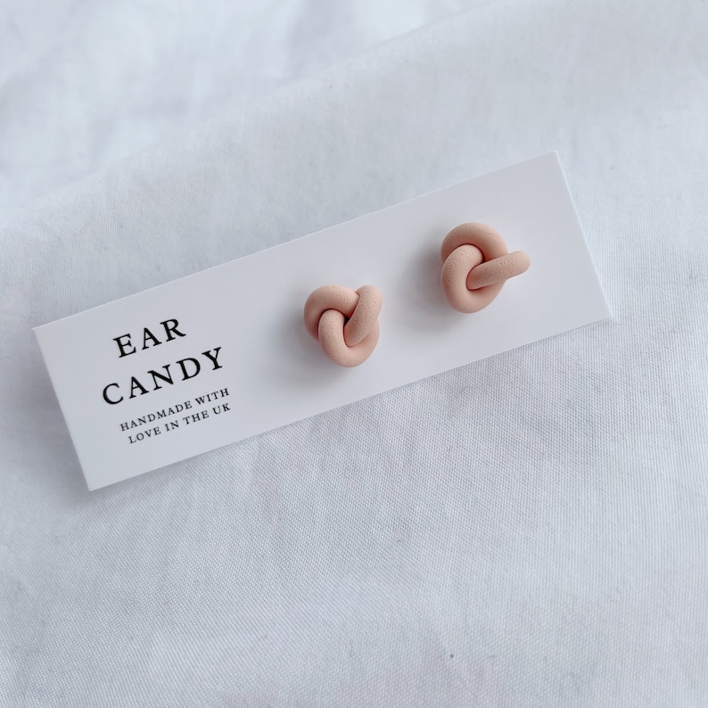 Polymer Clay Earrings / Knot Studs / Pastel Colour / Statement Etsy UK