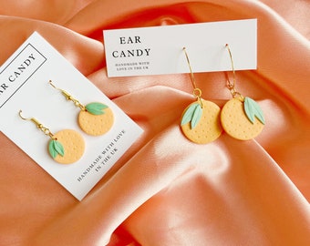 MADE TO ORDER polymer clay pastel orange dangles / fruity jewellery / summer accessories / birthday gift / present / fun / quirky / earrings