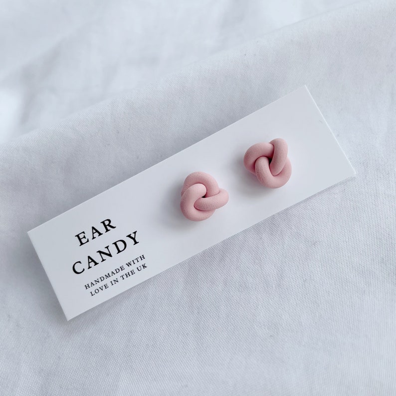 Polymer Clay Earrings / Knot Studs / Pastel Colour / Statement Etsy UK