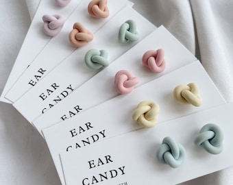 Polymer clay earrings / knot studs / pastel colour / statement jewellery / get well soon gift / knot earrings / statement / handmade jewelry