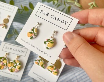 Polymer clay earrings / lemon jewellery / summer accessories / fashion accessory / gift for her / present for girlfriend / get well soon