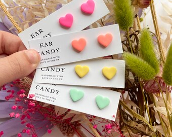 Polymer clay earrings / handmade jewellery / clay jewelry / bold studs / neon / colour lover / gift for girlfriend / wife / mum / sister
