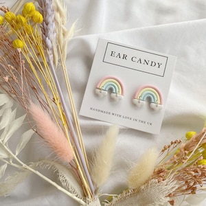 Polymer clay earrings / rainbow studs / dangle earrings / statement jewellery / pastel colours / pastel accessories / bold / unique / cute