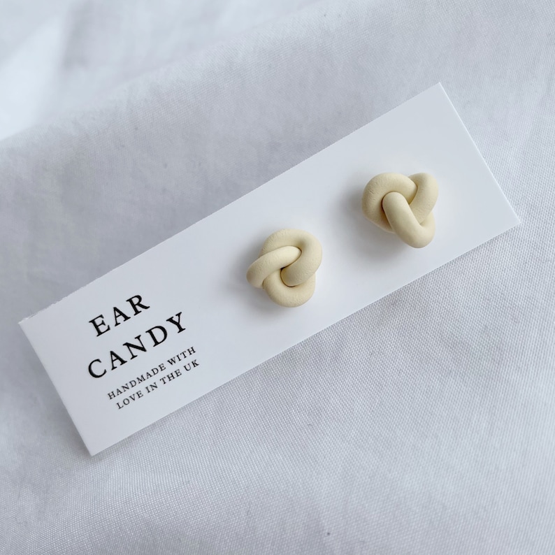 Polymer Clay Earrings / Knot Studs / Pastel Colour / Statement Etsy UK
