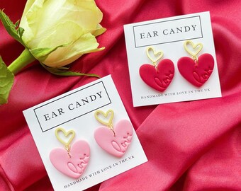 Polymer clay earrings / Valentine’s Day / gift for girlfriend / friend / I love you / cute present / love earrings / heart jewellery