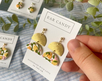 Polymer clay earrings / lemon jewellery / summer accessories / fashion accessory / gift for her / present for girlfriend / get well soon